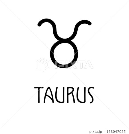 Taurus zodiac sign icon, black minimalist astrology symbol 128047025