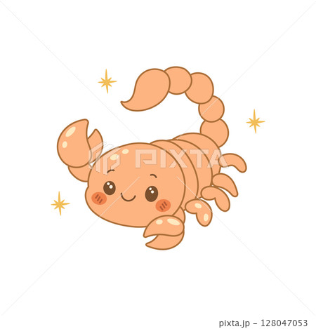 Scorpio zodiac sign with smiling cartoon scorpion 128047053