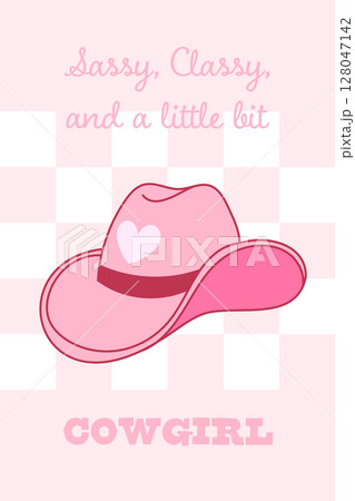 Cowgirl quote with pink hat illustration Cowgirl quote with pink hat illustration 128047142