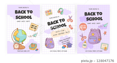 Back to school party invitation flyers for kids 128047176