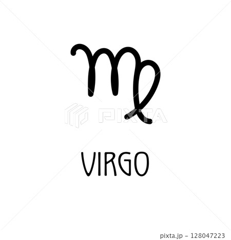 Virgo zodiac sign icon, minimalist black astrology symbol 128047223