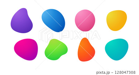 Colorful liquid gradient blobs set with abstract organic shapes 128047308