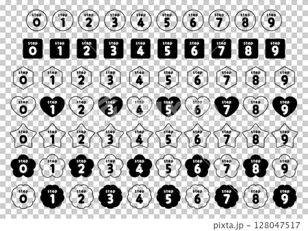 Number icon set_step_monochrome Number icon set_step_monochrome 128047517