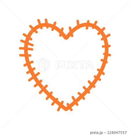 Rustic Stitched Heart Outline Illustration Rustic Stitched Heart Outline Illustration 128047557