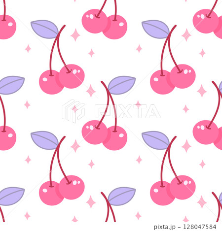 Pink Cherry Pattern for Cute and Playful Backgrounds 128047584