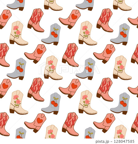 Colorful Cowboy Boots Pattern for Western-Themed Designs Colorful Cowboy Boots Pattern for Western-Themed Designs 128047585