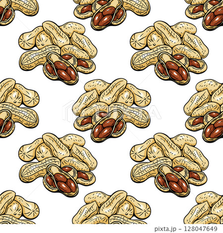 Colored peanuts seamless vector background illustration 128047649