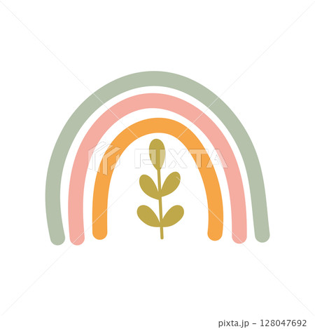 Minimal boho rainbow with plant branch inside Minimal boho rainbow with plant branch inside 128047692