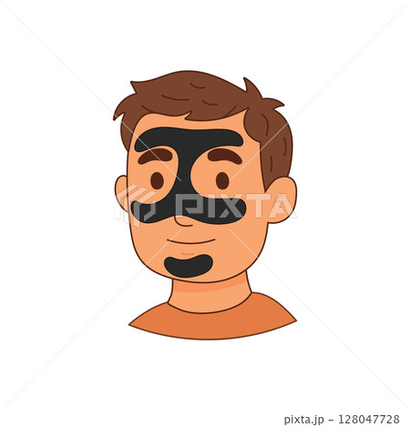 Man with multi-zone black facial cleansing mask Man with multi-zone black facial cleansing mask 128047728