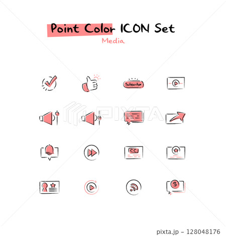 Hand-drawn point color line icon Hand-drawn point color line icon 128048176
