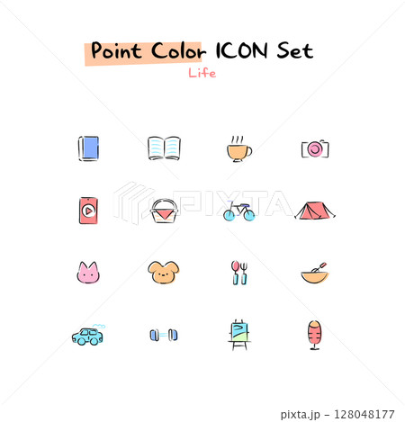 Hand-drawn point color line icon 128048177