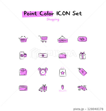 Hand-drawn point color line icon Hand-drawn point color line icon 128048178