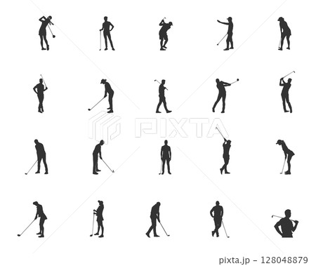 Golf player silhouettes, Golf Player SVG cut files, Golfer silhouette, Golf player playing silhouette 128048879