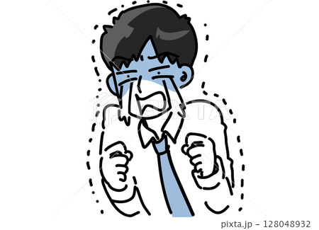 絶望して青ざめ大泣きする若手男性会社員のベクターイラスト 128048932