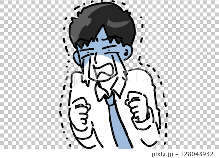 絶望して青ざめ大泣きする若手男性会社員のベクターイラスト 128048932
