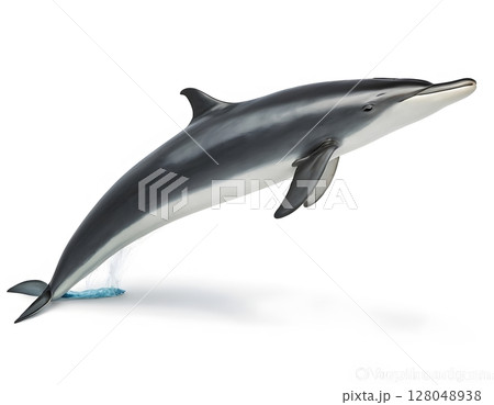 Realistic 3D Render of a Bottlenose Dolphin on White Background Realistic 3D Render of a Bottlenose Dolphin on White Background 128048938