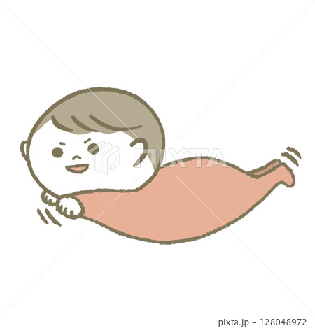 ご機嫌な赤ちゃん　水色 128048972
