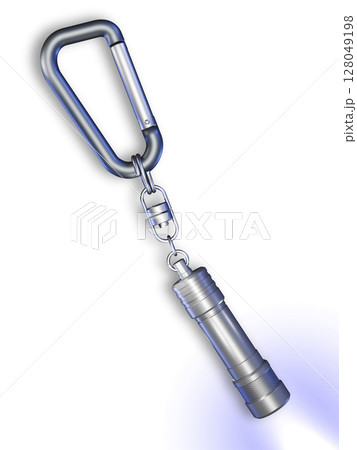 ミニライト（シルバー）　懐中電灯　LEDライト  Mini flash light　白バック 128049198