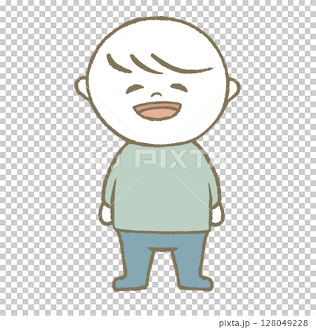ご機嫌な子供　水色 128049228