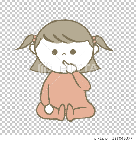 嬰兒吮吸手指，粉紅色 128049377