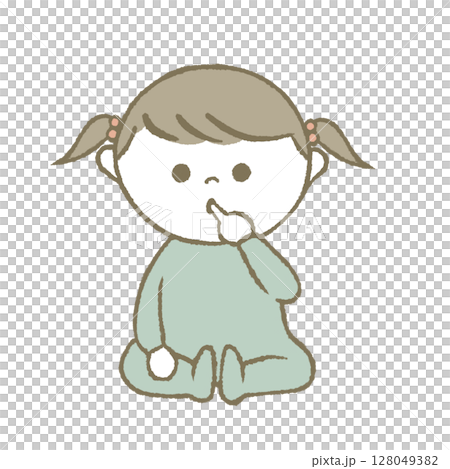 嬰兒吮吸手指，淺藍色 128049382