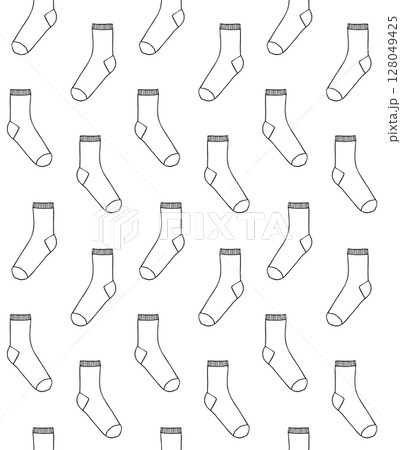Vector seamless pattern of hand drawn sock 128049425