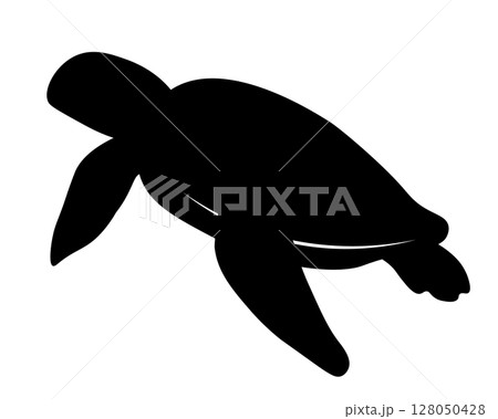 泳ぐウミガメのシルエットのベクターイラスト。アイコン、装飾、背景。 泳ぐウミガメのシルエットのベクターイラスト。アイコン、装飾、背景。 128050428