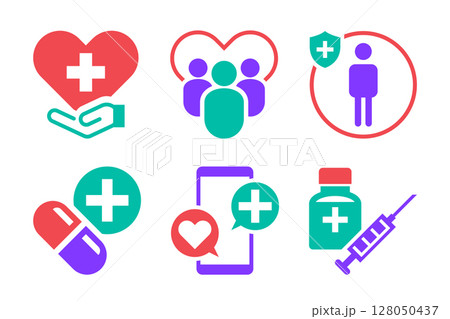 Flat Healthcare and Medical Icons Collection Flat Healthcare and Medical Icons Collection 128050437