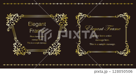 高級感のあるエレガンスなフレームセット、装飾デザイン、飾り罫、上品な背景、金、ゴールド、ブラック 高級感のあるエレガンスなフレームセット、装飾デザイン、飾り罫、上品な背景、金、ゴールド、ブラック 128050506