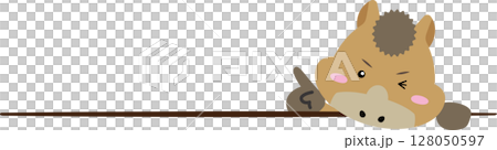 指さしで注目を集める!かわいい午(うま)キャラの案内イラスト 指さしで注目を集める!かわいい午(うま)キャラの案内イラスト 128050597