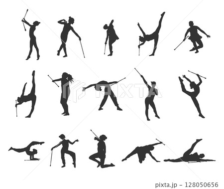 Baton Twirling Silhouette, Twirling Svg, Sport Baton Silhouette Baton Twirling Silhouette, Twirling Svg, Sport Baton Silhouette 128050656