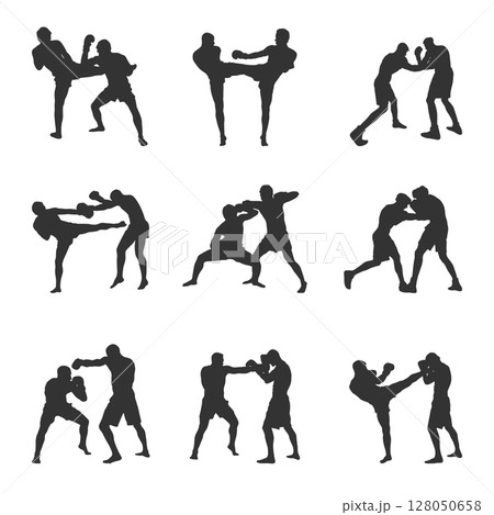 Boxing silhouettes, Boxing silhouette set, Boxers silhouettes, Boxing SVG, Boxing vector 128050658