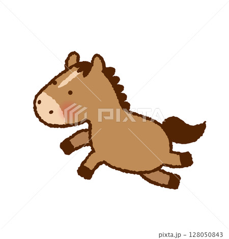 手書き風 シンプルでかわいい馬のイラスト(干支・午年) 手書き風 シンプルでかわいい馬のイラスト(干支・午年) 128050843