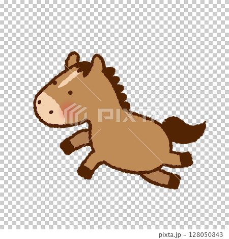 手書き風 シンプルでかわいい馬のイラスト(干支・午年) 手書き風 シンプルでかわいい馬のイラスト(干支・午年) 128050843