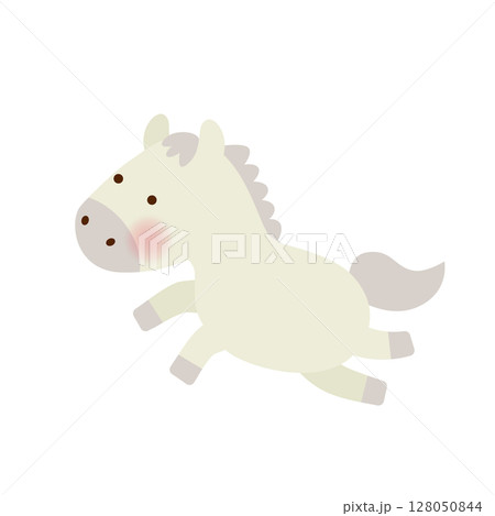 シンプルでかわいい白馬のイラスト(干支・午年) シンプルでかわいい白馬のイラスト(干支・午年) 128050844