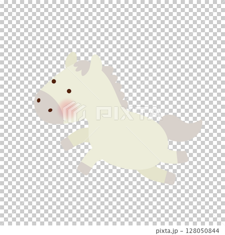 シンプルでかわいい白馬のイラスト(干支・午年) シンプルでかわいい白馬のイラスト(干支・午年) 128050844