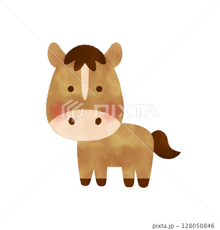 水彩風 シンプルでかわいい馬のイラスト（干支・午年）のイラスト素材