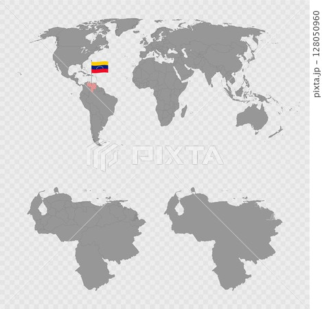 Venezuela Map Set with World Location. 128050960