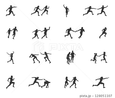Relay runners silhouette, Relay Runners SVG, Relay silhouette, Relay race runner silhouettes 128051107
