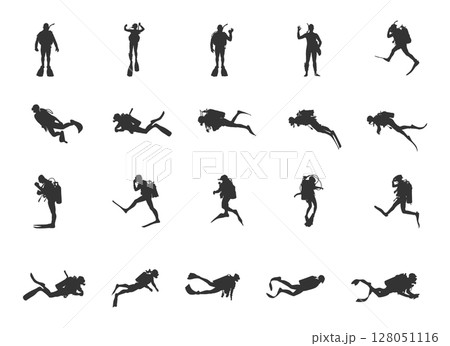 Scuba diving silhouettes, Diver silhouette,  Scuba diving vector, Scuba diver, Free diving silhouette, Scuba diving Svg 128051116