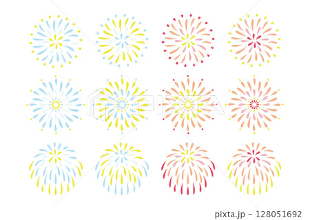 カラフルな花火のイラストセット（12種） 128051692