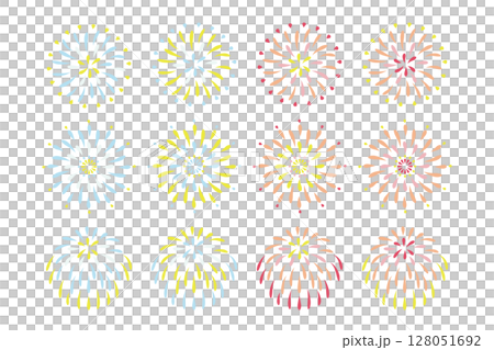 Colorful fireworks illustration set (12 types) 128051692