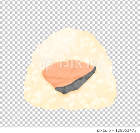 鮭魚柳飯糰水彩畫 鮭魚柳飯糰水彩畫 128052475