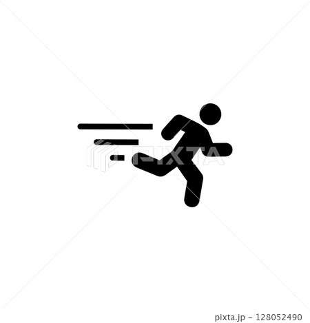 Man Fast Run, Running Sprinter, Athlete Solid Flat Vector Icon Isolated on White Background Man Fast Run, Running Sprinter, Athlete Solid Flat Vector Icon Isolated on White Background 128052490