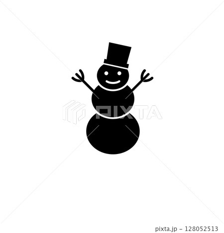 Winter Snowman with Bucket Cap on Head Solid Flat Vector Icon Isolated on White Background Winter Snowman with Bucket Cap on Head Solid Flat Vector Icon Isolated on White Background 128052513