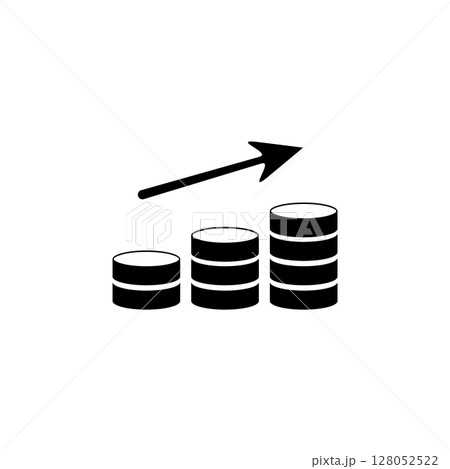 Coin Ladder, Money Stacks, Profit Growth Solid Flat Vector Icon Isolated on White Background 128052522