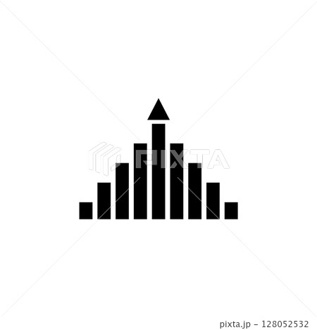 Arrow Growing Graph, Progress Arrow Grow Solid Flat Vector Icon Isolated on White Background 128052532