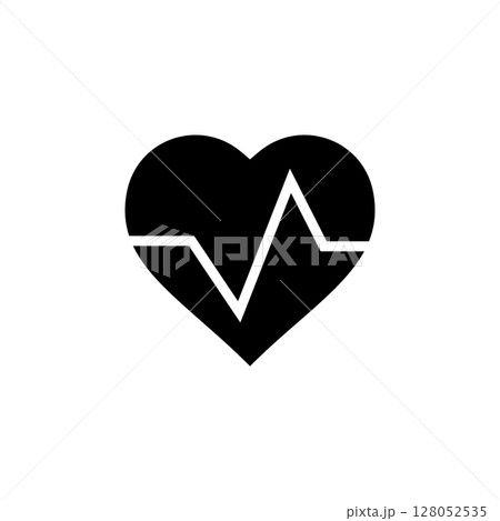 Heartbeat Rate, Heart Beat Pulse, Ecg Solid Flat Vector Icon Isolated on White Background 128052535
