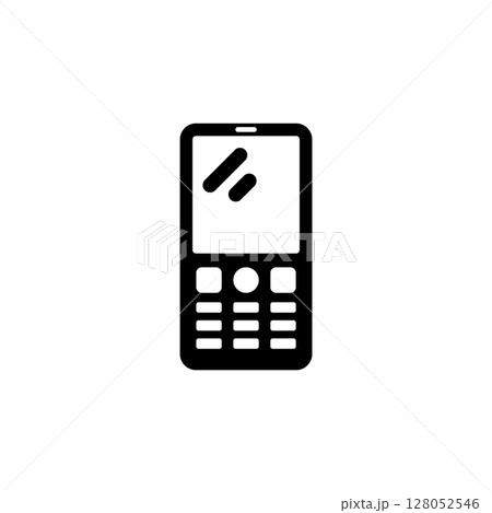 Cellphone, Mobile Phone, Communicator Solid Flat Vector Icon Isolated on White Background 128052546