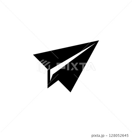 Paper Airplane, Fly Plane, Origami Solid Flat Vector Icon Isolated on White Background Paper Airplane, Fly Plane, Origami Solid Flat Vector Icon Isolated on White Background 128052645